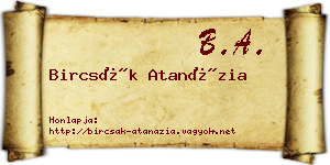 Bircsák Atanázia névjegykártya